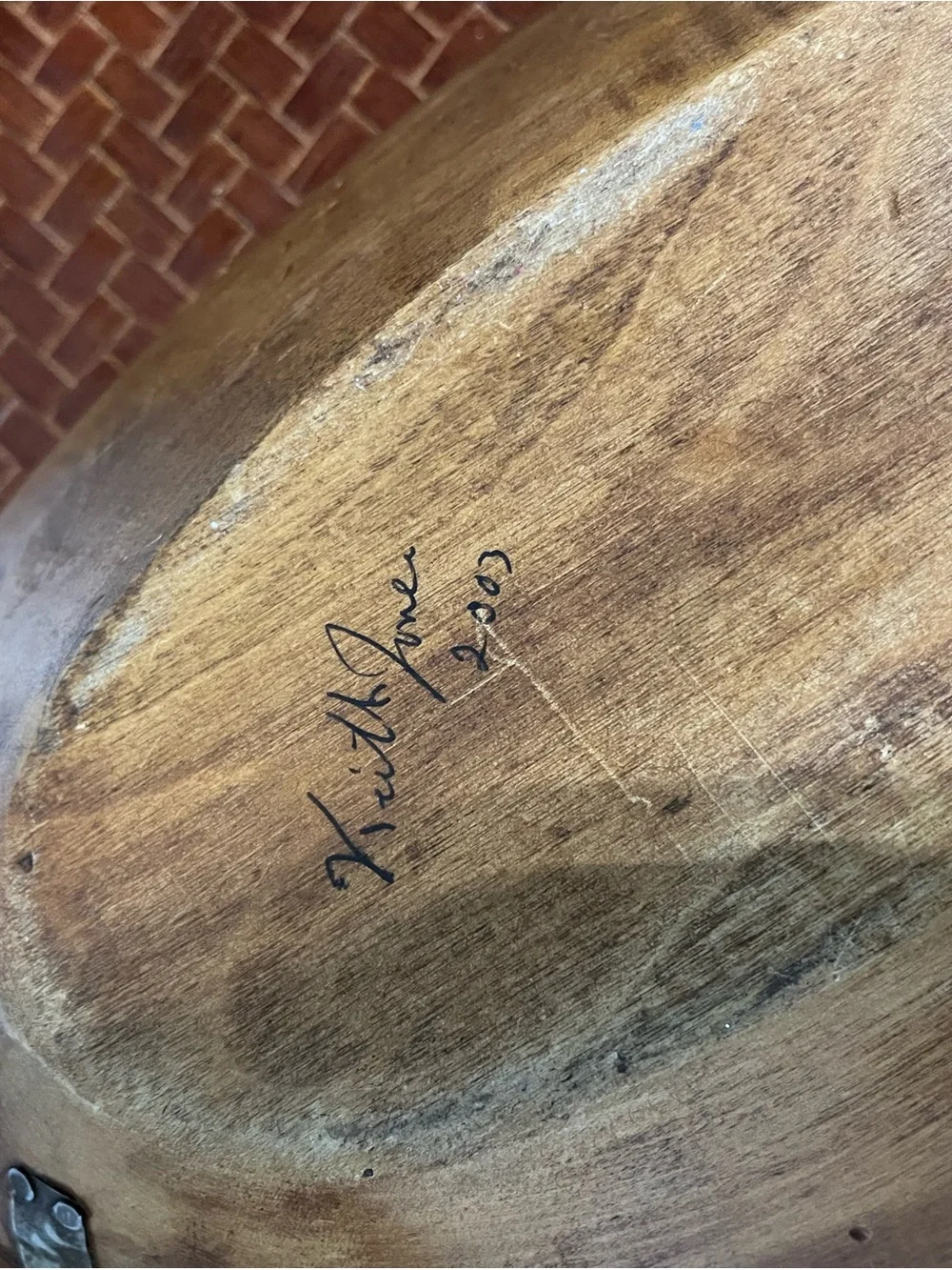 Hard to Find Keith Jones Handcrafted wooden Dough Bowl with metal accents